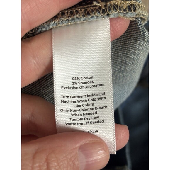 Talbots Size 16 XL Denim Skirt Floral‎ Embroidery Blue Pockets Casual Summer - Picture 4 of 5